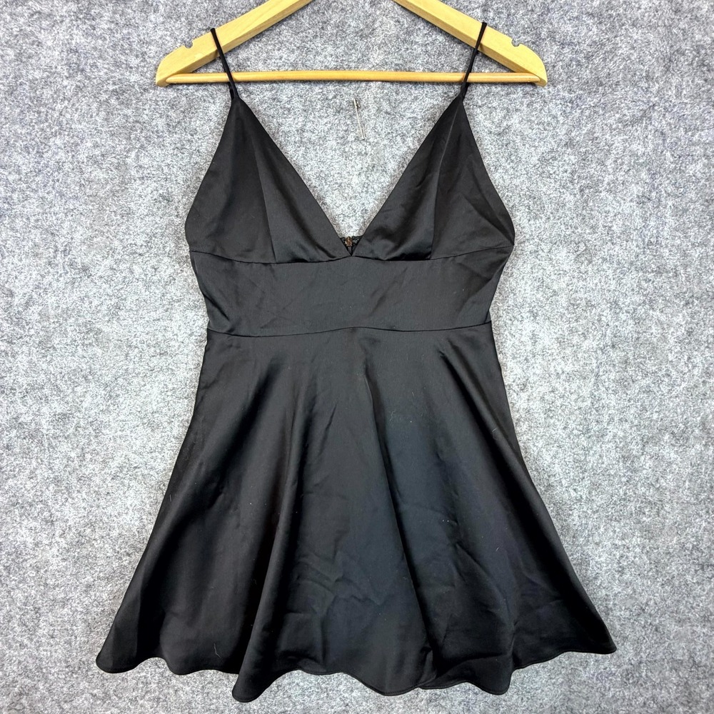 More To Come Aileen Revolve Mini Slip Dress Womens Small Black LBD Babydoll